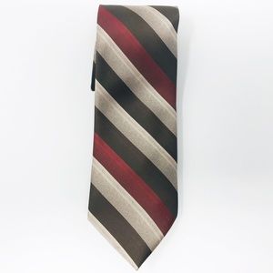 Mens Stafford Brown Tan and Red Necktie Tie